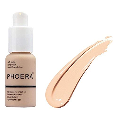 Product Cover 2PACK PHOERA Foundation,Matte Oil Control Concealer Foundation Cream,Long Lasting Waterproof Matte Liquid Foundation,102 Nude-60ml 