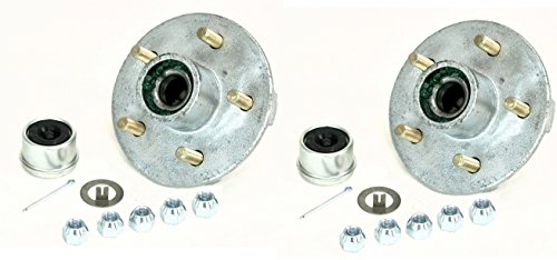 Product Cover 2-Pack Trailer Wheel Hub Pre-Greased Complete Galvanized 5 Lug (4.5) 84 3500lb