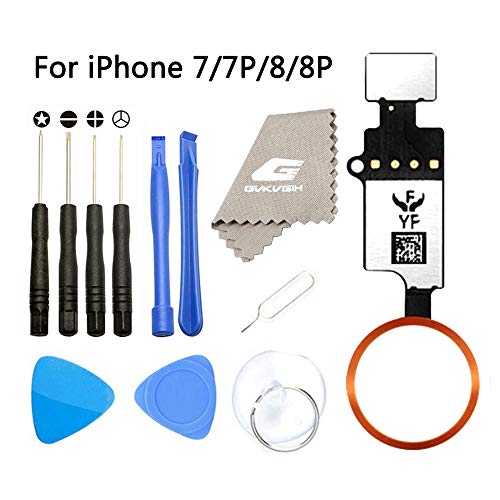 Product Cover Latest Home Button Replacement for iPhone 7 7Plus 8 8Plus,GVKVGIH Home Button Touch ID Main Key Flex Cable Assembly Replacement with Repair Tools for iPhone 7 7P 8 8P (Version4.0 Rose Gold)