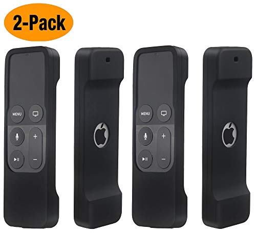 Product Cover 2 Pack Remote Case Compatible for Apple TV 4K/5th and 4th Generation - Auswaur Shock Proof Silicone Remote Cover Case Compatible for Apple TV 4 and 4K/5th Gen Siri Remote Controller - 2Pack Black