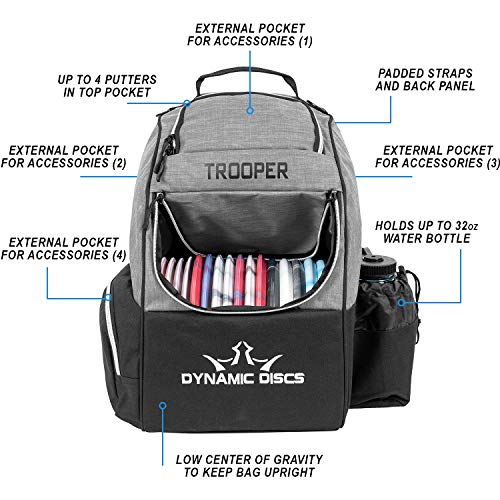 Product Cover Dynamic Discs Trooper Disc Golf Backpack | Heather Gray | Frisbee Disc Golf Bag with up to a 25 Disc Capacity | Introductory Disc Golf Backpack | Lightweight and Durable