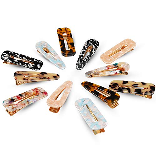 Product Cover Agole Hair Clips, Acrylic Resin Hair Barrettes, Marble Pattern Hairpins Geometric Alligator Clips for Women Girls Hair Accessories Birthday Christmas Valentines Day Gifts,12 PCS Hair Clips