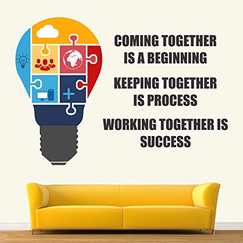 Product Cover StickMe 'Working to Gather is Success Inspirational Motivational Quotes Wall Sticker (PVC Vinyl, 80 X 55 cm, Multicolour)