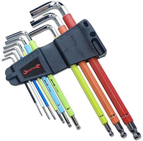 Product Cover EezyTek MAGNETIC Metric Hex Wrench Set-Rainbow Multi Color Insulated 9 Piece Extra-Long Arm, S2 Steel Metric Allen Key Set - Ball End mm Metric Allen Wrench Set, 1.5-10mm