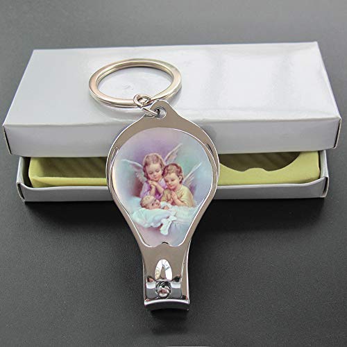 Product Cover 12 Pcs Baby Angel Baptism Keychain with Nail Clipper and Opener Party Favors for Baby Boys and Girls/Bautizo Recuerdos/Gift for Guest/Christening Favors