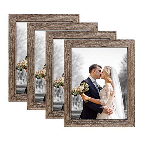 Product Cover NUOLAN 8x10 Picture Frame, Rustic Gray Wood Pattern Art Photo Frames for Wall or Tabletop Display, Pack of 4 (NL-PF8X10-RG)