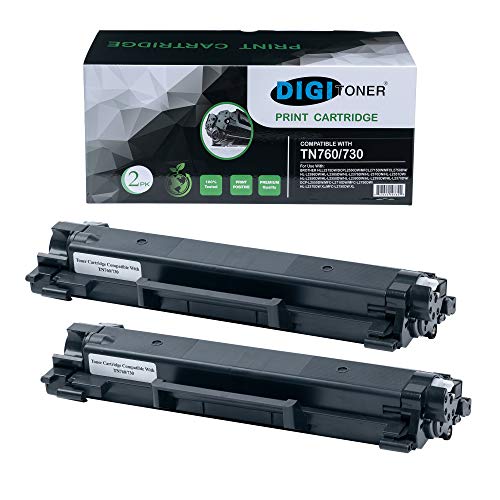 Product Cover DIGITONER Compatible Toner Cartridge Replacement with CHIP for Brother TN760 TN730 TN-760 TN-730, Black [2 Pack]