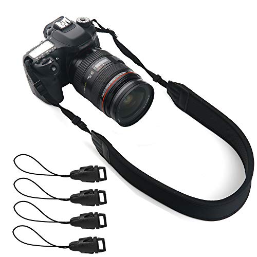 Product Cover Camera Neck Strap, Ruittos DSLR Shoulder Strap Sling Belt Lanyard Neoprene Padded with Quick Disconnects for Lightweight Mirrorless Camera Sony A6000 A6300 A7 III A7,Fuji Fujifilm X-T20 (Black)