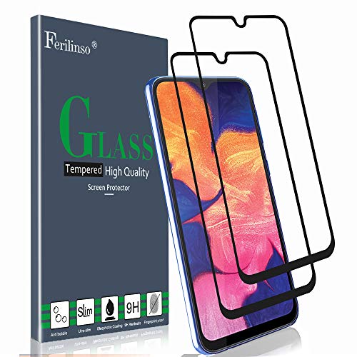 Product Cover Ferilinso [2 Pack] Screen Protector for Samsung Galaxy A10E /A20E Screen Protector, [Full Glue][Full Cover] Tempered Glass Case Friendly Protective Film (Black)