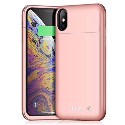 Product Cover Feob Battery Case for iPhone XR, Upgraded 5500mAh Portable Charging Case Extended Battery Pack for iPhone XR Charger Case (6.1 inch)- Rose Gold