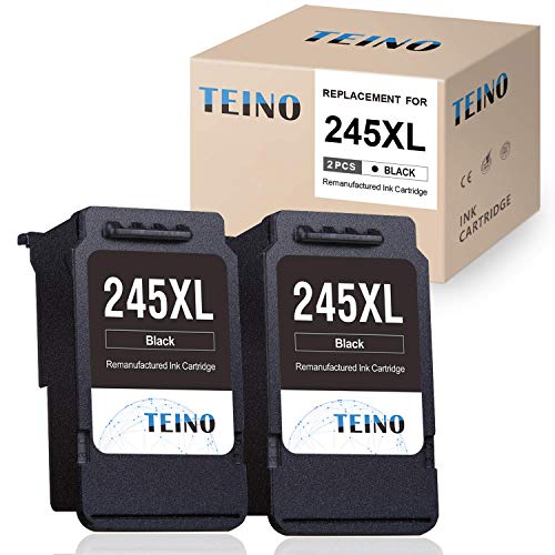 Product Cover TEINO Remanufactured Ink Cartridges Replacement for Canon 245 245XL PG-245XL Use with Canon PIXMA MG2520 MG2920 MG2922 MG2924 MG2420 MG2522 MG2525 MG3020 MG2555 MX490 MX492 (2 Black)