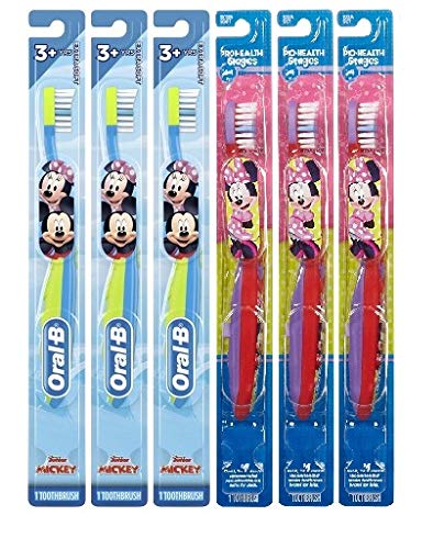 Product Cover Oral-B Mickey and Minnie Mouse Kids Toothbrush, Children Ages 2-3+ Years Old, Extra Soft Bristles- Pack of 6