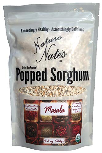 Product Cover Popped Sorghum Masala 4.3 oz (Single) - A Snack Healthier Than Popcorn: Gluten Free, Non GMO, Vegan, Low In Lectin, Popped In Oil