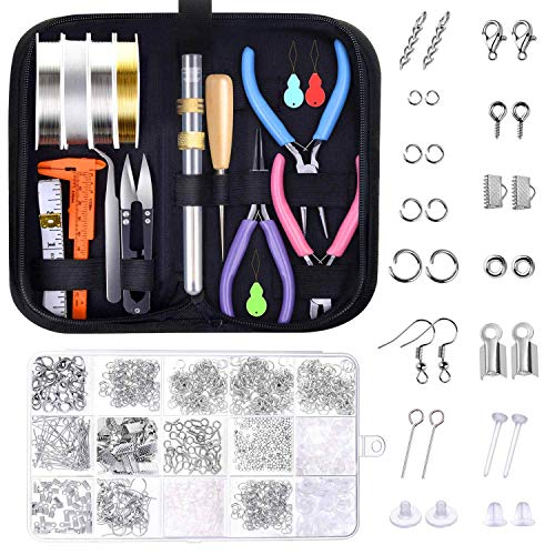 Product Cover Jewelry Making Tools Kit, Anezus Jewelry Making Supplies Wire Wrapping Kit with Beading Needles, Jewelry Pliers, Elastic String and Earring Findings for Jewelry Necklace Repair