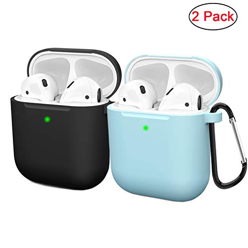 Product Cover Compatible AirPods Case Cover Silicone Protective Skin for Apple Airpod Case 2&1 (2 Pack) Black/Blue