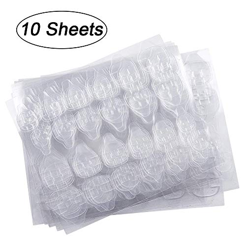 Product Cover 10 Sheets (240pcs) Double-side Nail Glue Sticker, Kalolary False Nail Glue Jelly Gel Tape Adhesive Tabs Nail Glue Transparent Flexible Adhesive Fake Nails Tips for Manicure