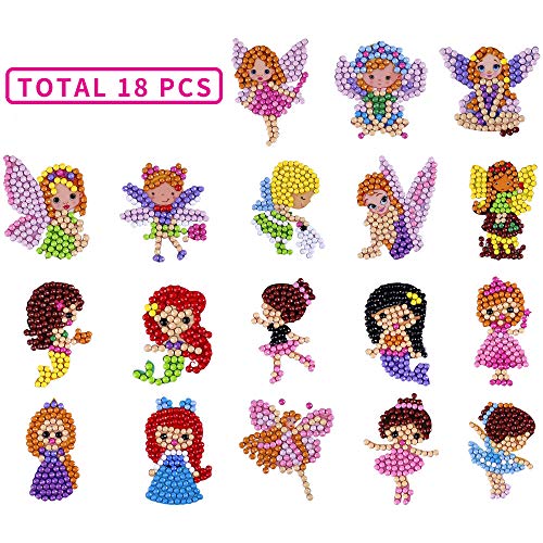 Product Cover Sinceroduct 5D DIY 18PCS Diamond Painting Kits for Kids Stickers and Adult Beginners Paint with Diamonds Kits Arts Crafts Easy to Paint Best Gift- Princesses Dance Girls Fairies