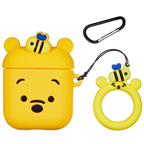 Product Cover Logee Honey Winnie Case for Apple Airpods 1&2,Cute Character Silicone 3D Funny Cartoon Airpod Cover,Soft Kawaii Fun Cool Animal Skin Kits with Carabiner,Unique Cases for Girls Kids Women Air pods