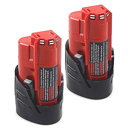 Product Cover 2 Pack Waitley M12 12V 2.5Ah Replacement Battery Compatible with Milwaukee M12 48-11-2401 RED Li-Ion Battery 48-11-2420 48-11-2411 48-11-2440 48-11-2402 Tools