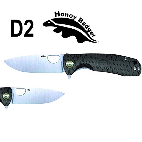 Product Cover Western Active Honey Badger Pocket Knife Flipper EDC Knife for Hunting, Fishing, Tactical. Deep Pocket Carry Clip Gift Box with Torx Wrench (Black-D2, Medium 2.96oz - 4.1