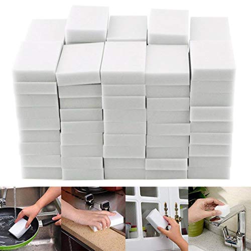 Product Cover Eubell 100Pcs/Pack Sponge Eraser Cleaner Multi-function Cleaning Tool for All Surfaces/Kitchen/Bathroom/Furniture/Leather.