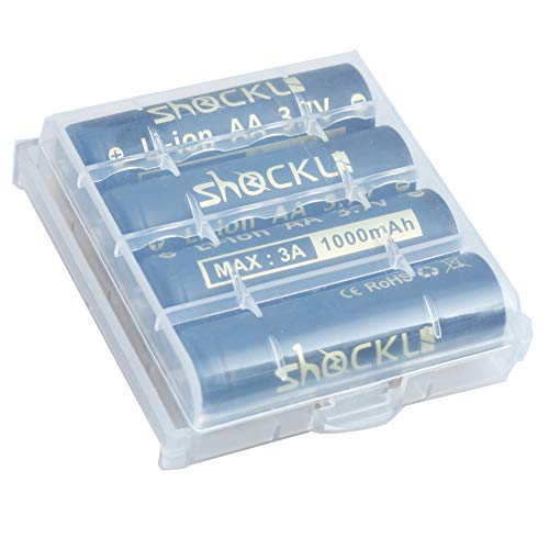 Product Cover Shockli AA Size Rechargeable 3.7V Batteries Button top unprotected (Battery Size: Diameter: 14mm, Height: 50mm)-4 pack-Ideal for Lumintop Tool AA, NICRON N7, ThruNite Archer