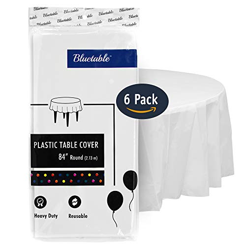 Product Cover Bluetable Plastic Tablecloths Disposable Tablecovers White - Round (84