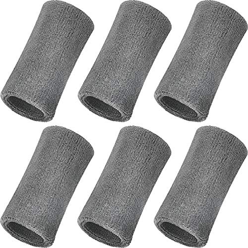 Product Cover WILLBOND 6 Inch Wrist Sweatband Sport Wristbands Elastic Athletic Cotton Wrist Bands for Sports (6 Pieces, Grey)