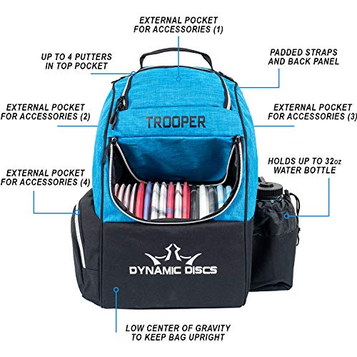 Product Cover Dynamic Discs Trooper Disc Golf Backpack | Heather Blue | Frisbee Disc Golf Bag with up to a 25 Disc Capacity | Introductory Disc Golf Backpack | Lightweight and Durable