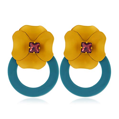 Product Cover FAUOI Personalized Coral Flower Dangle Earrings for Women Flower Ear Jacket Stud Round Hoop Statement Earrings Hypoallergenic& Lightweight