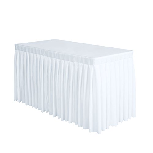 Product Cover Surmente Tablecloth 14 ft Polyester Table Skirt for Weddings, Banquets, or Restaurants(White，10 Pack) ... ...