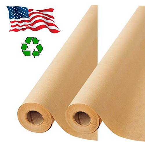 Product Cover 2 Pack- Brown Kraft Paper Made in USA, Ideal for Gift Wrapping, Art, Craft, Postal, Packing, Shipping, Floor Covering, Dunnage, Parcel, Table Runner 17.75