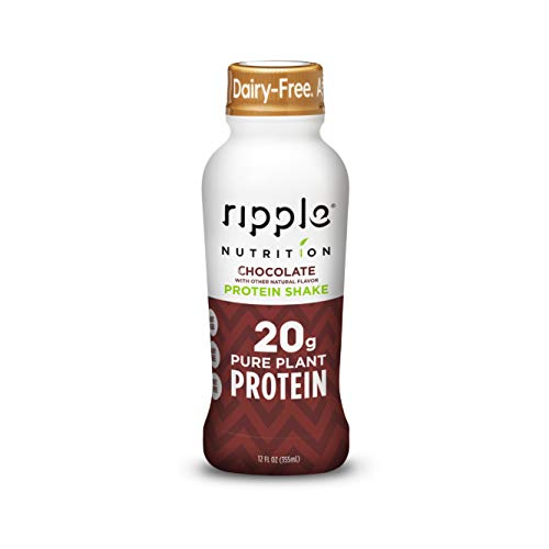 Product Cover Ripple Vegan Protein Shake, Chocolate, 12 Fl Oz (Pack of 12) | 20g Clean, Plant-Based Protein | Dairy Free, Soy Free, Lactose Free, Gluten Free, Non-GMO