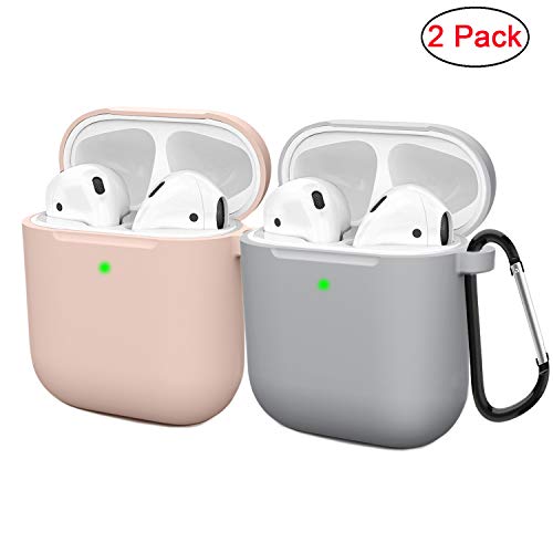 Product Cover Compatible AirPods Case Cover Silicone Protective Skin for Apple Airpod Case 2&1 (2 Pack) Sand Pink/Gray