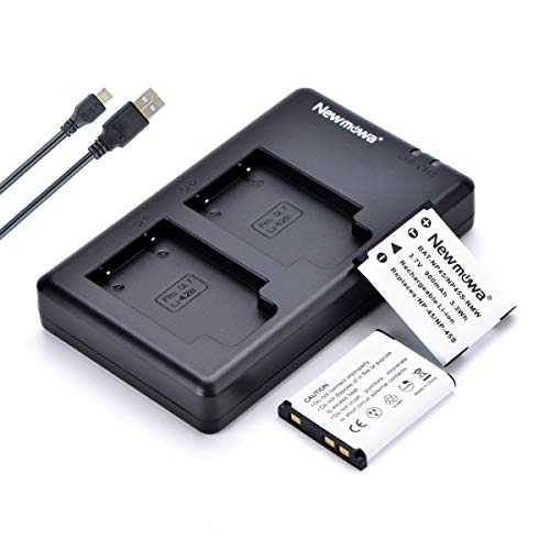 Product Cover Newmowa NP-45 NP-45S Replacment Battery (2 Pack) and Dual USB Charger Kit for Fujifilm INSTAX Mini 90 and FinePix XP50 XP60 XP70 XP80 XP90 XP120 XP130 XP140 T350 T360 T400 T500 T510 T550 JX500 JX520