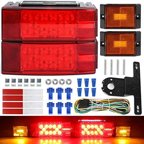 Product Cover Linkitom Submersible LED Trailer Light Kit, Super Bright Brake Stop Turn Tail License Lights for Camper Truck RV Boat Snowmobile Under 80