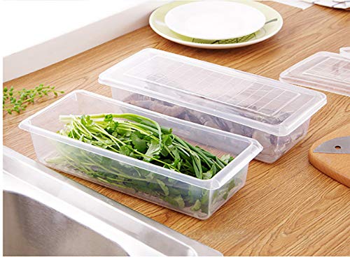 Product Cover MosQuick®- Set of 2 Food Storage Container with Removable Drain Plate and Lid, Stackable Freezer Storage Containers Keep Fresh for Storing Fruits,Vegetables, Meat,Fish etc and More