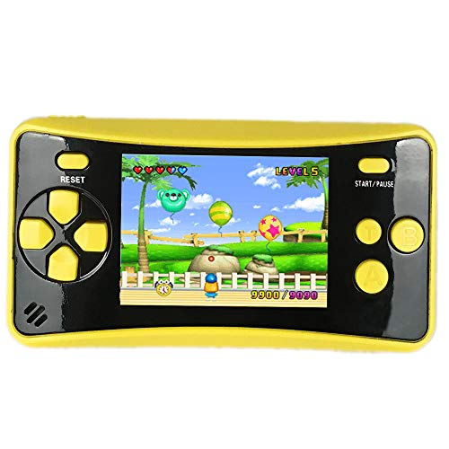 Product Cover HigoKids Handheld Game Console for Kids Portable Retro Video Game Player Built-in 182 Classic Games 2.5 inches LCD Screen Family Recreation Arcade Gaming System Birthday Present for Children-Yellow