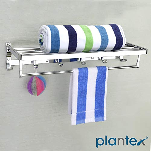 Product Cover Plantex Royal Stainless Steel Folding Towel Rack for Bathroom(2 Feet Long) Towel Stand/Towel Hanger/Towel Holder/Bathroom Accessories for Home
