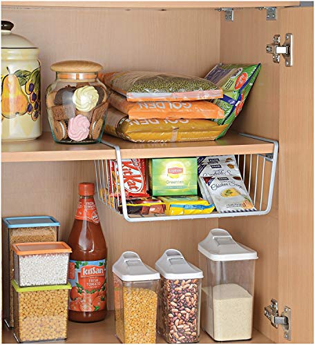Product Cover HOME CUBE® 1 PC Under Shelf Basket Wire Rack Easily Slides Under Shelves for Extra Cabinet Storage - Silver