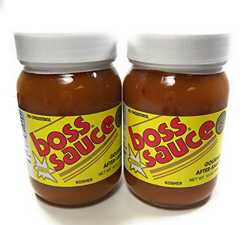Product Cover Boss Sauce MILD Gourmet After-Sauce 2 PACK 16 Oz. Hot Sauce, All-Natural, Kosher Fish Sauce, BBQ Sauce, Chicken Wings, Wing Sauce, meat sauce, simmer sauce, chicken sauce