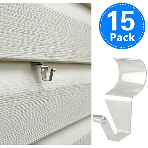 Product Cover No-Hole Needed Vinyl Siding Hooks, Hanging Clips Outside Wall Wreath Light Decor Hanger (15 Pack)