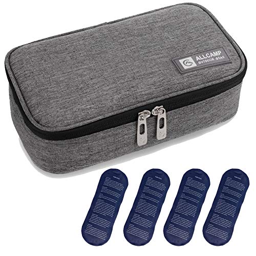 Product Cover ALLCAMP Insulin Cooler Travel Case Diabetic Medication Cooler with 4 Ice Pack - Medical Cooler Bag Portable and Reusable Grey (Medium)