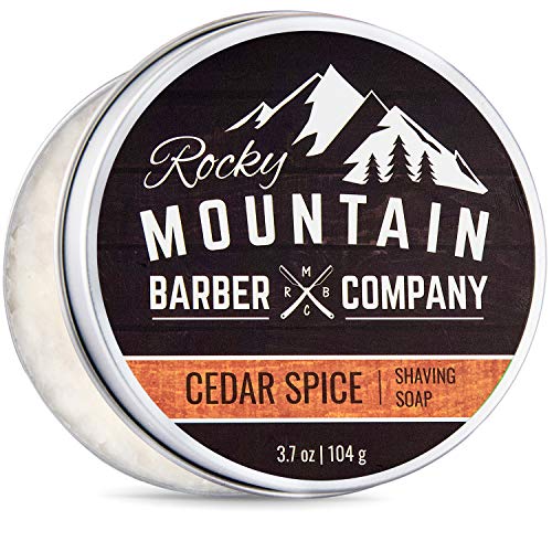 Product Cover Shaving Soap - Traditional 100% Natural Cedar Spice Shave Soap - Long Lasting 3.7 oz for Rich & Thick Lather Shaving Cream - For All Skin Types - Made with Shea Butter & Cinnamon Leaf Oil