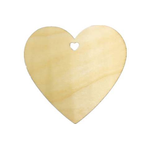 Product Cover Tofover 30pcs Love Hearts Wooden Discs with Holes, 3.15