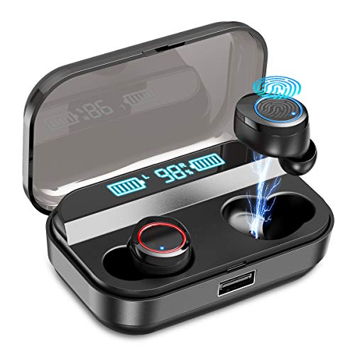 Product Cover Kissral Wireless Earbuds,Kissral Bluetooth 5.0 Earbuds with 3000mAh Charging Case LED Battery Display 90H Playtime in-Ear Bluetooth Headset IPX7 Waterproof True Wireless Earbuds for Work Sports, Black