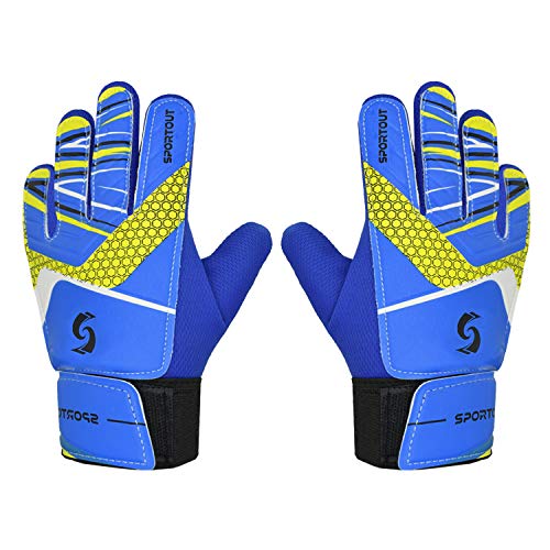 Product Cover Sportout Kids Goalkeeper Gloves, Soccer Gloves with Double Wrist Protection and Non-Slip Wear Resistant Latex Material to Give Splendid Protection to Prevent Injuries (Blue, 6)