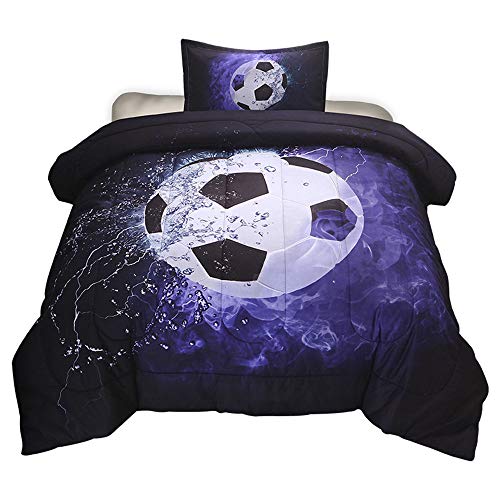 Product Cover HTgroce 3D Sports Soccer Comforter Quilt Set for Boys, Kids and Teens Twin Size (68