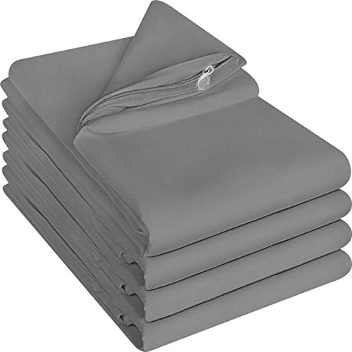 Product Cover Utopia Bedding Zippered Pillowcases - 20 by 30 inches Pillow Covers- Pack of 4 - Soft Brushed Microfiber Fabric - Wrinkle, Shrinkage and Fade Resistant Pillow Covers (Queen, Grey)