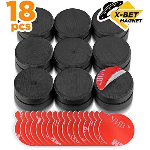 Product Cover Ceramic Magnets with Adhesive Backing - 1 Inch (25mm) Round Disc Magnets - Ferrite Craft Magnets - Peel and Stick Circle Magnets - Small Magnets with 3m Dots - 18 PCs